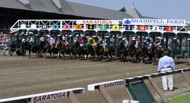 09 August 1: the field breaks from the starting gate in the 5th race on Jim Dandy Stakes day at Saratoga Race Track in Saratoga Springs, New York. 