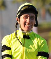 October 17, 2009. Michael Baze riding A Cat Named Snipe wins the 7th at Oak Tree at Santa Anita Park, Arcadia, CA 