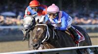 09 September 06: Hot Dixie Chick (no. 1), ridden by Robby Albarado and trained by Steve Asmussen, wins the 118th running of the grade 1 Spinaway Stakes for two year old fillies at Saratoga Race Track in Saratoga Springs, New York.