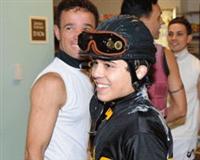 Jockey Brian Pedroza at Gulfstream Park after his first career win