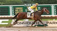 02 AUG 2009: Preakness winner Rachel Alexandra with Calvin Borel beats the boys in the 42nd edition of The Haskell Invitational at Monmouth Park, Oceanport, NJ