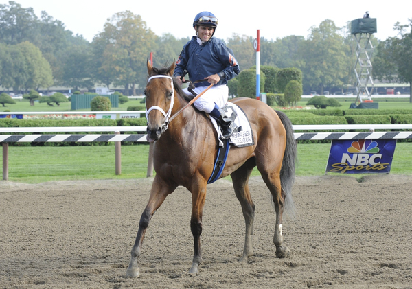 Ask the Moon with Javier Castellano aboard after winning the Grade 1 Personal Ensign at Saratoga Race Track.