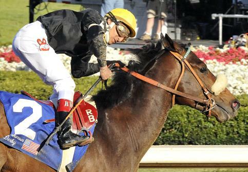 11 April 2009: Papa Clem, with Rafael Bejarano in the saddle, wins the 73rd running off the grade 2 Arkansas Derby for three year olds at Oaklawn Park in Hot Springs, Arkansas.