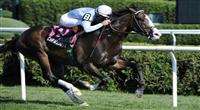09 August 14: Courageous Cat (no. 8), ridden by Kent Desormeaux and trained by Bill Mott, wins the 25th running of the grade 2 National Museum of Racing Hall of Fame Stakes for three year olds at Saratoga Race Track in Saratoga Springs, New York.