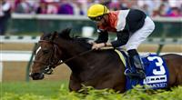 Banned and Garrett Gomez win the American Turf Stakes at Churchill Downs in Louisville, Kentucky May 7, 2011. 